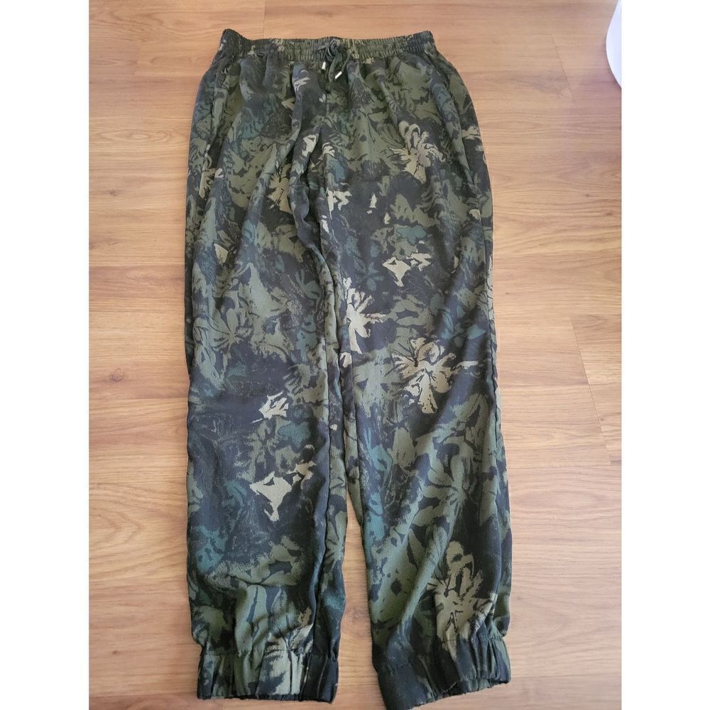 Buffalo David Bitton Womens Green Floral Camo Jogger Pants Size S Small 2-4